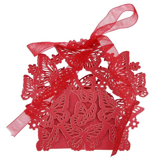 

50 pcs/set 3d buerfly candy box wedding favors decor diy candy cookie gift boxes wedding party candy box with ribbon