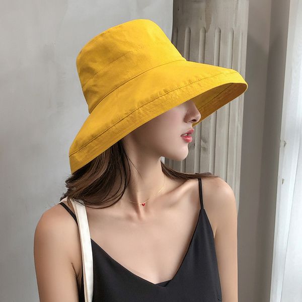 

hat bucket cotton casual color anti-uv solid linen big basin hat sun fashion all-match summer female 2018 and hats cap fisherman foldin jnxo, White;black