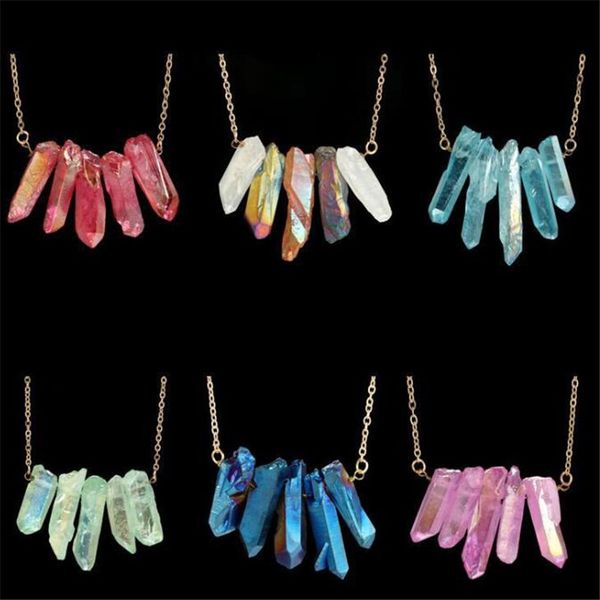 

fashion necklace natural crystal irregularity necklace quartz healing natural stone pendant short necklace for friend gift, Silver