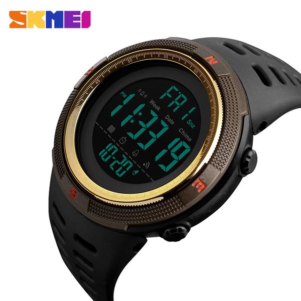

wholesale 5pcs skmei men sport watches 50m waterproof countdown alarm man clock watch digital wristwatches relogio masculino1251, Slivery;brown