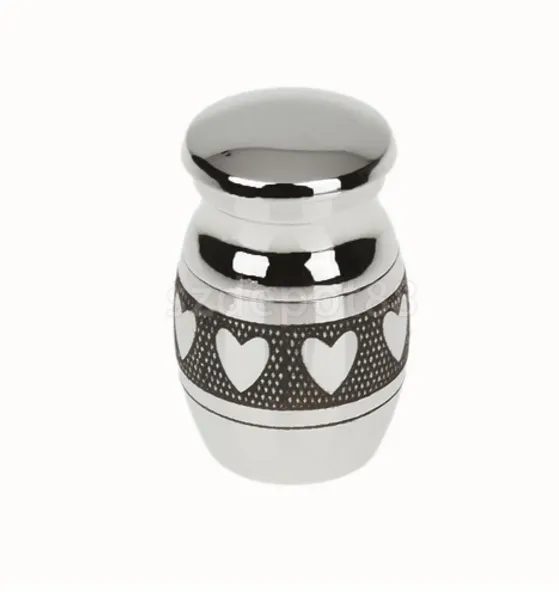 

wholesale stainless steel custom-made souvenir lovers pet bone ash box heart-shaped urns funeral cremation fashion jewelry pendant, Silver