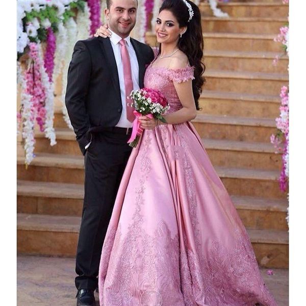 Aabic Dubai estilo rosa vestidos de noite moda fora do ombro vestido de baile elegante noite vestidos formais