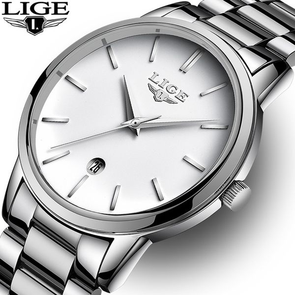 

lige 2018 mens watches new men fashion sport waterproof quartz-wristwatch male stainless steel ultra thin clock relojes hombres, Slivery;brown