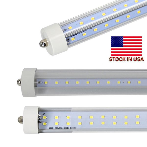 

На складе В США + 72 Вт 8ft t8 светодиодные трубки с одним контактом FA8 8 футов светодиодные лампы Двухрядные светодиодные люминесцентные лампы переменного тока 85-265 В