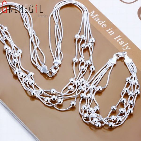 

whole salegnimegil wholesale 925 stamped silver set beads necklace bracelet bridal wedding jewellery set joyas de plata jewelry sets