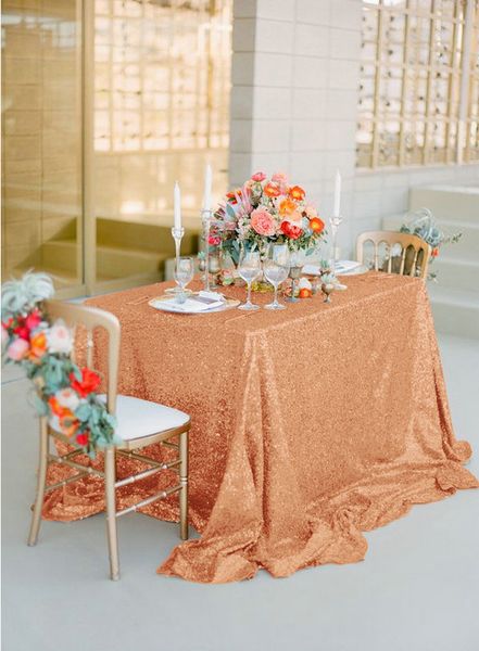 

shinybeauty for sale rose gold sequin table cloth, shimmer sparkly overlays tablecloths for wedding (90x132inch)-more color option