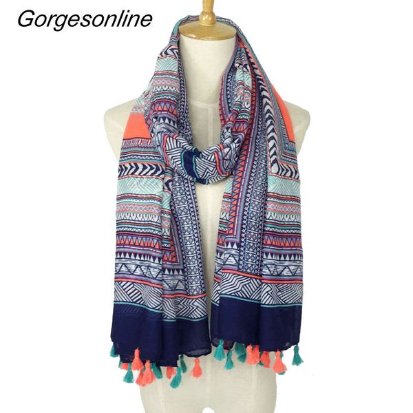 

2017 spring autumn new design ethnic style voile cotton women thin long shawl scarf woman big size pashminas wrap hijab, Blue;gray