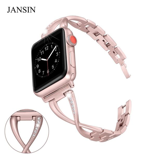 

jansin women watch band bands 38mm/42mm adjustable stainless steel strap series 3 2 1 bracelet, Black;brown