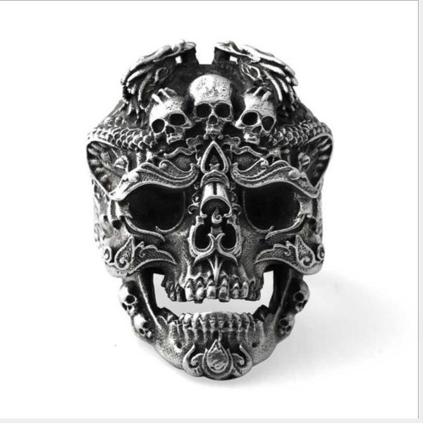 

skull of europe and america old men's rings, Silver