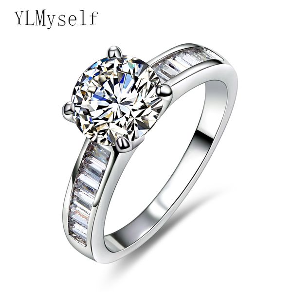

dropshipping white engagement ring with big crystal stones jewellery elegant jewelry gift fast shipping rings, Golden;silver