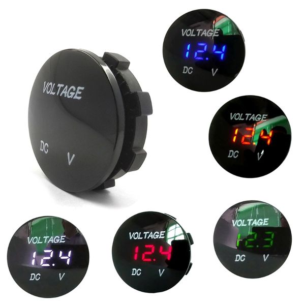 

round waterproof auto boat car motorcycle dc5v-48v led panel mini digital volt voltage meter tester monitor display voltmeter