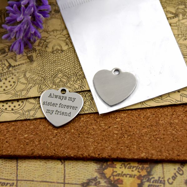 

40pcs--"always my sister forever my friend "stainless steel charms more style for choosing diy charms pendants for necklace, Bronze;silver