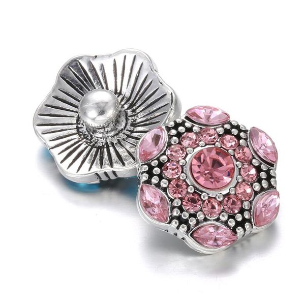 

10pcs new 18mm snap jewelry mixed crystal flower metal rhinestone snap buttons fit snap bracelet bangles necklaces, Bronze;silver