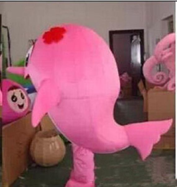 2018 venta caliente Big Wolf delfines rosados muñecas de dibujos animados trajes de la mascota accesorios disfraces Halloween envío gratis