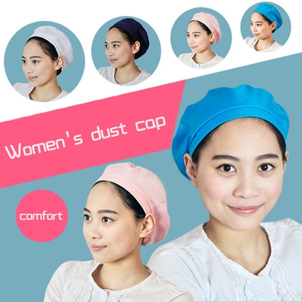 

textile women cap net hat dustproof cap factory sanitary hat breathable kitchen chef hat wholesale, Blue;gray