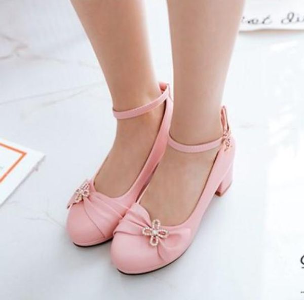 

women shoes in spring high coarse heel round head, Black
