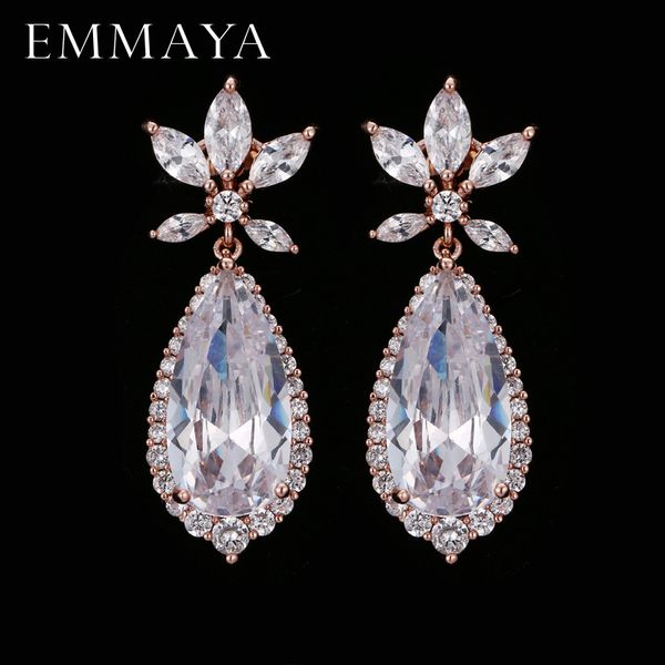 

emmaya zircons elegent party wedding jewelry luxury long cz crystal big drop dangle earrings for brides, Silver