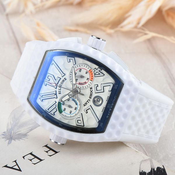 

brand mens watches sport rubber strap watch for men all functional small dial work waterproof designer quartz watch, Slivery;brown