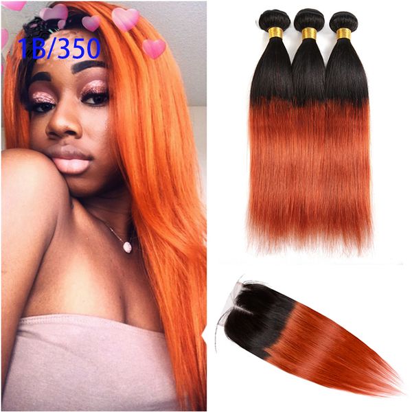 Malaysian Straight Ombre Hair Bundles 1b 350 Hair Non Remy Lace