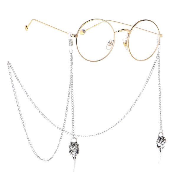 

punk silver skull hand glasses chain sunglasses exquisite accessories antiskid decoration