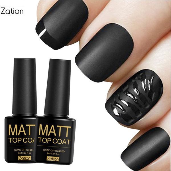 

zation gel nail polish soak off 8ml matt uv gel clear lacquer matt coat nail art glue effect coat polish, Red;pink