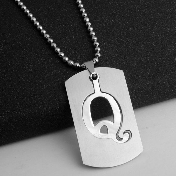 

1q detachable stainless steel 26 english alphabet q charm necklace initial letter symbol double layer text lucky gifts men, family, children, Silver