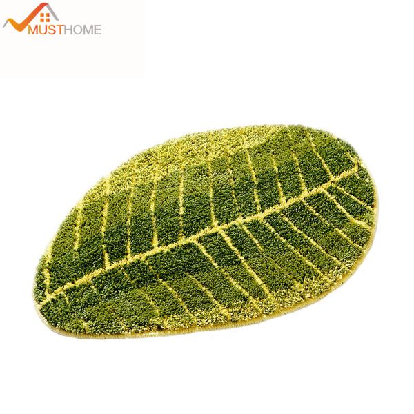 

40x60cm cartoon leaf shape bath rug skid microfiber bathroom door mats