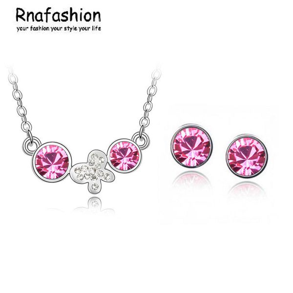 

jewelry sets fashion butterfly earrings simple language crystal necklace 133 + 005, Silver