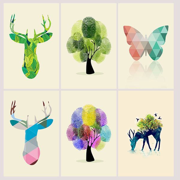 

wxduuz modern nordic minimalist elk butterfly plant art poster abstract wall picture canvas painting home decor a98