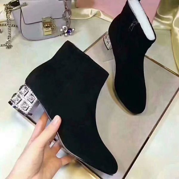 

fashion luxury designer women shoes boots superstar new 2018 retros thick heel boots luxury womens shoes boots, Black