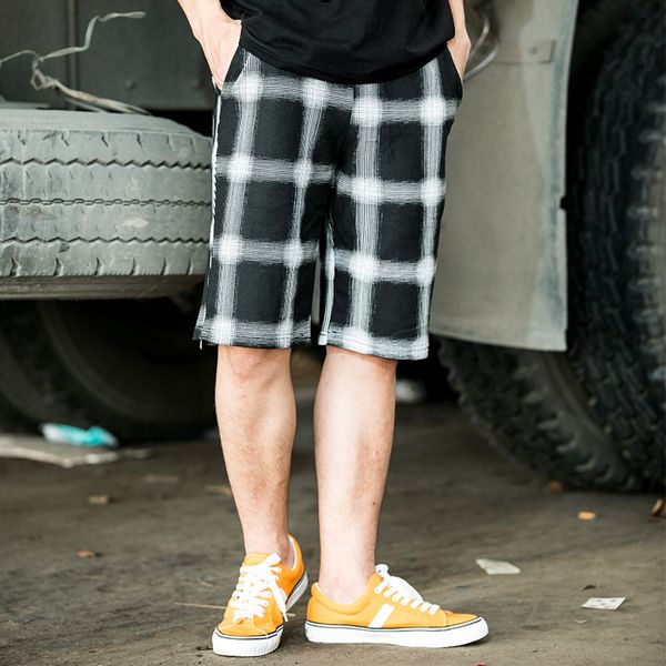 

punk mens shorts hip hop cotton knee length joggers shorts england summer short hombre, White;black