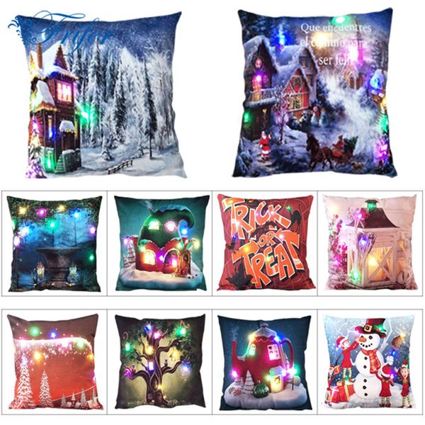 Led Light Up Pillow Case Christmas Santa Claus Reindeer Pillow