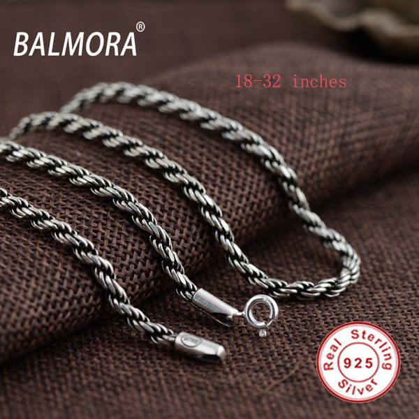 

whole salebalmora 100% real 925 sterling silver vintage chains necklaces for men male jewelry accessories bijoux 18-32 inches ck0056
