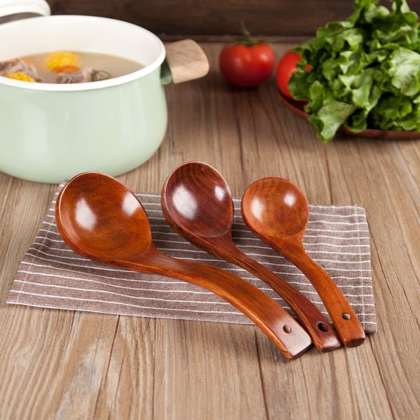 

wcic wooden spoons utensils kitchen wood rice soup dessert spoon dinner tableware set large long handle spoon