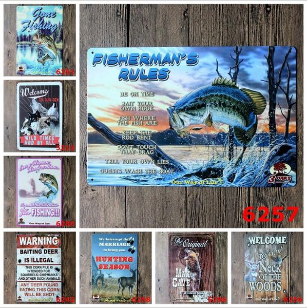 

fishing tin signs vintage wall art retro route 66 tin sign old wall metal painting art bar pub coffee restaurant home decoration