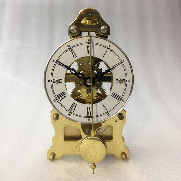 2019 Skeleton Movement Metal Clock Key Wind Mechanical From