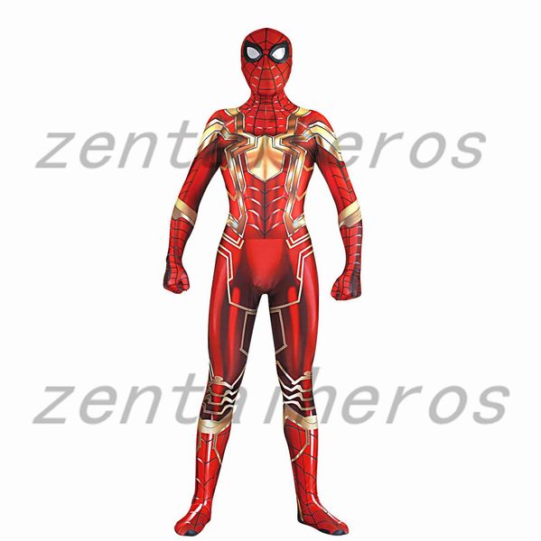 

человек-паук костюм mcu железный паук красное золото версия костюм супергероя новая эпоха железный паук лайкра зентаи боди хэллоуин косплей, Black;red