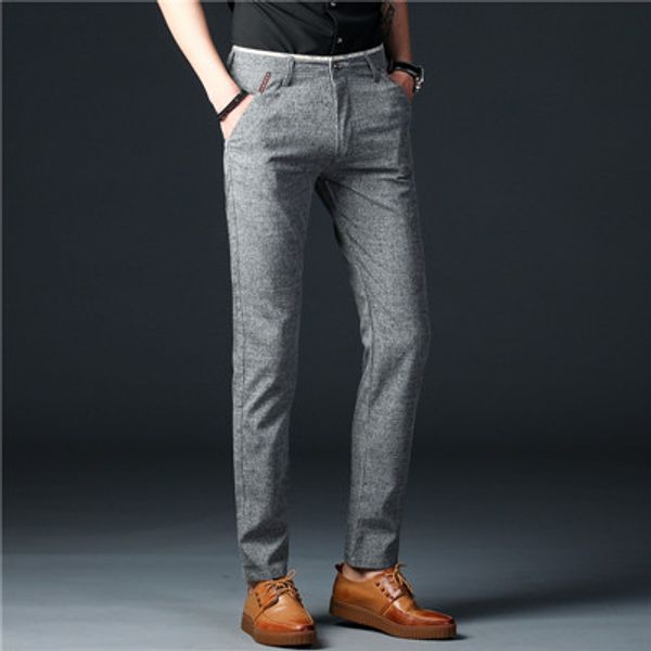 2021 2018 New Mens Business Casual Pants Trousers Grey Social Long Pant ...