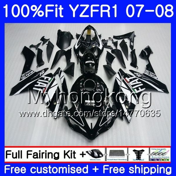 YAMAHA YZF R 1 YZF 1000 YZFR1 07 08 227HM.22 YZF R1 07 08 için Enjeksiyon Gövde siyah çerçeve YZF1000 YZF-1000 YZF-R1 2007 2008 Fairing Kit