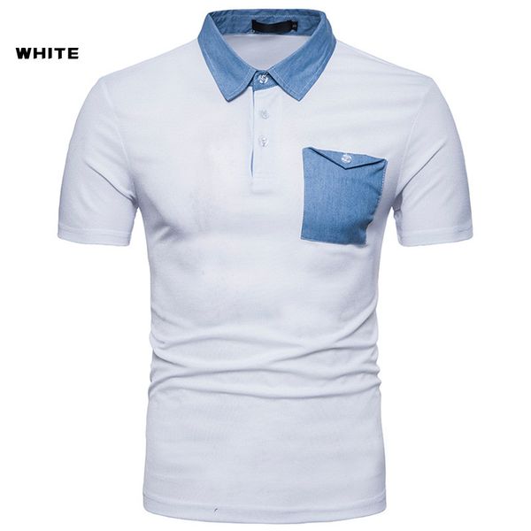 

new fashion short short shirts for line sleeves tees with shirt men tee pocket poloshirts shirts patchwork casual denim t male bran ugem, Black