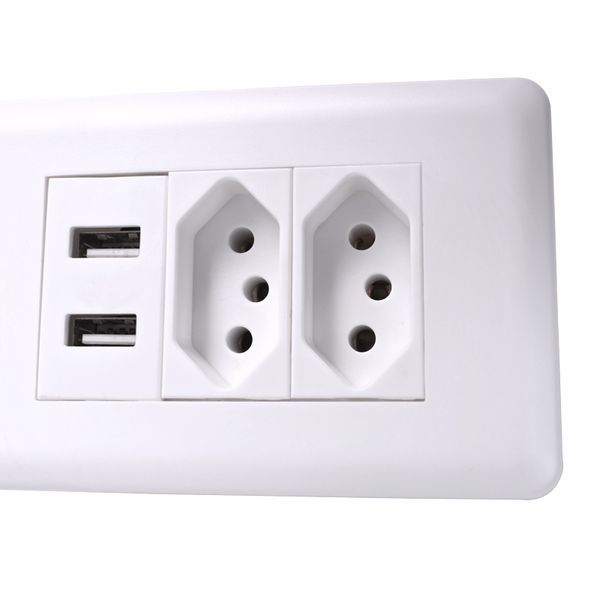 

wall power brazil socket 15a brasil standard double soquete 5v 2100ma dual usb charger port 115mm*75mm ac 110~250v