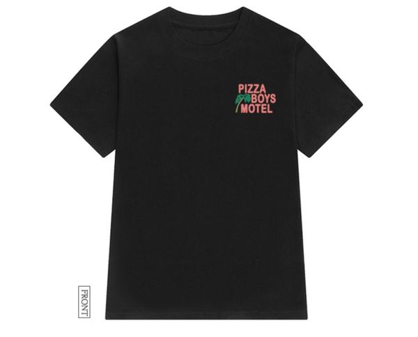 

letter pizza boys printing short-sleeved t-shirt loose bf wind summer, White