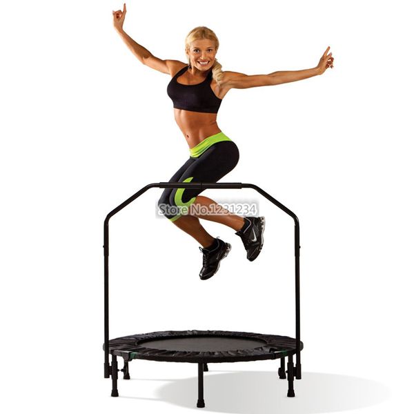 

indoor professional fitness adults children trampoline with handrail stainless steel and pp net folding maximum load:150kg