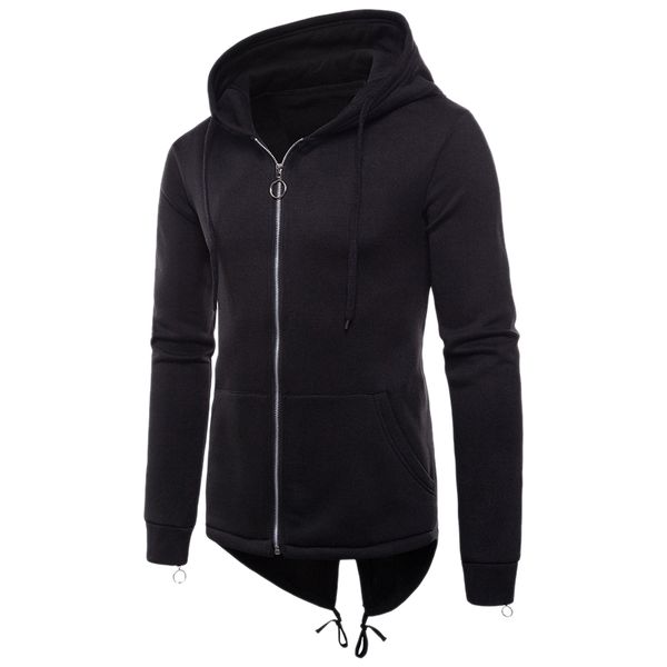 

2018 new spring hoodies men solid zipper cardigan sweatshirts slim fit sportswear warm fashion casual tracksuit dropshipping, Black