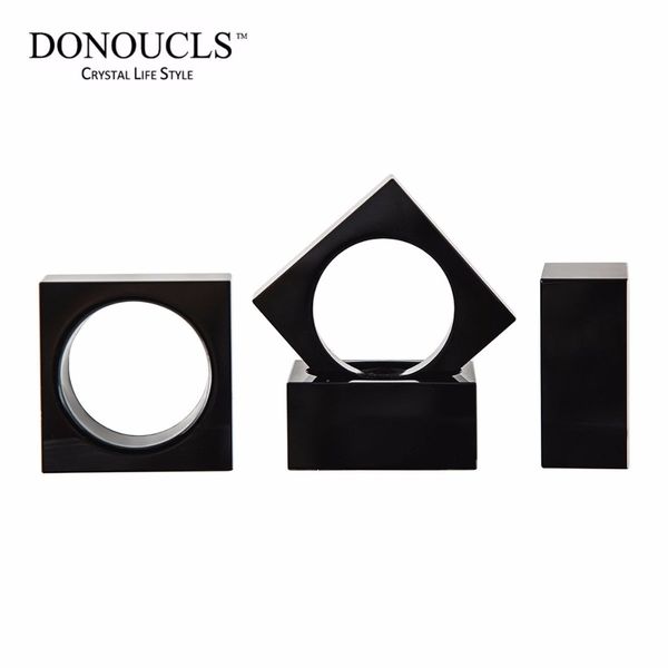 

donoucls pack of 4 crystal napkin ring black square napkin holders-5.1cm,table party wedding set christmas decorations for home