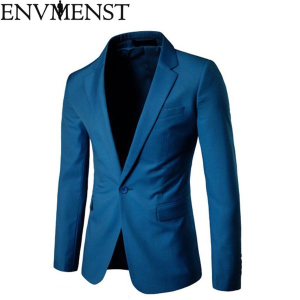 

envmenst 2018 new fashion men blazer slim causal style suit blazer solid color pocket male suits jacket blazers, White;black
