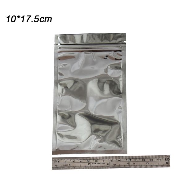 

100 pieces 10*17.5cm clear front silver aluminum foil mylar packing bags retail clear plastic zipper zip lock packaging food grade bag pack