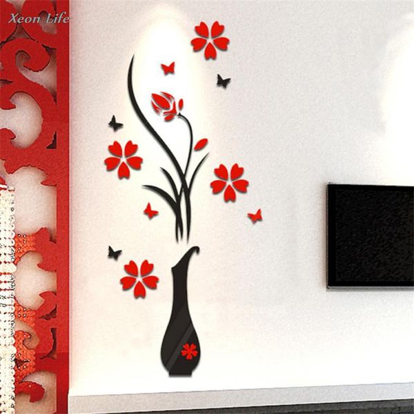 

ishowtienda new diy vase flower tree crystal arcylic 3d wall stickers decal home decor wall stickers home decor for living room