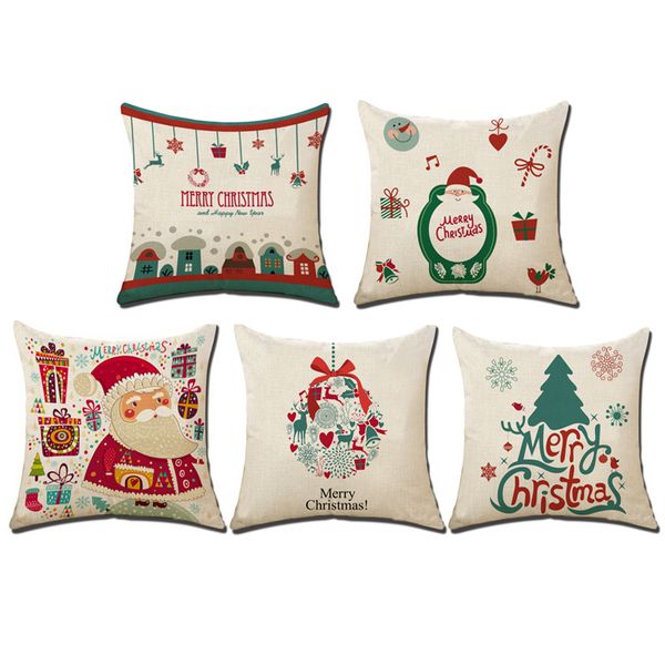 

new christmas pillow covers 8 style christmas gift cotton and linen digital printing pillow case car waist cushion cover can be customized