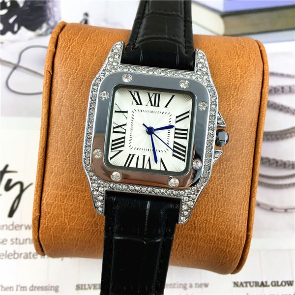 

2019 famous design shine diamonds women watch quartz square dial face lady wristwatch watch rose gold jewelry drop shipping colorful leisure, Slivery;brown